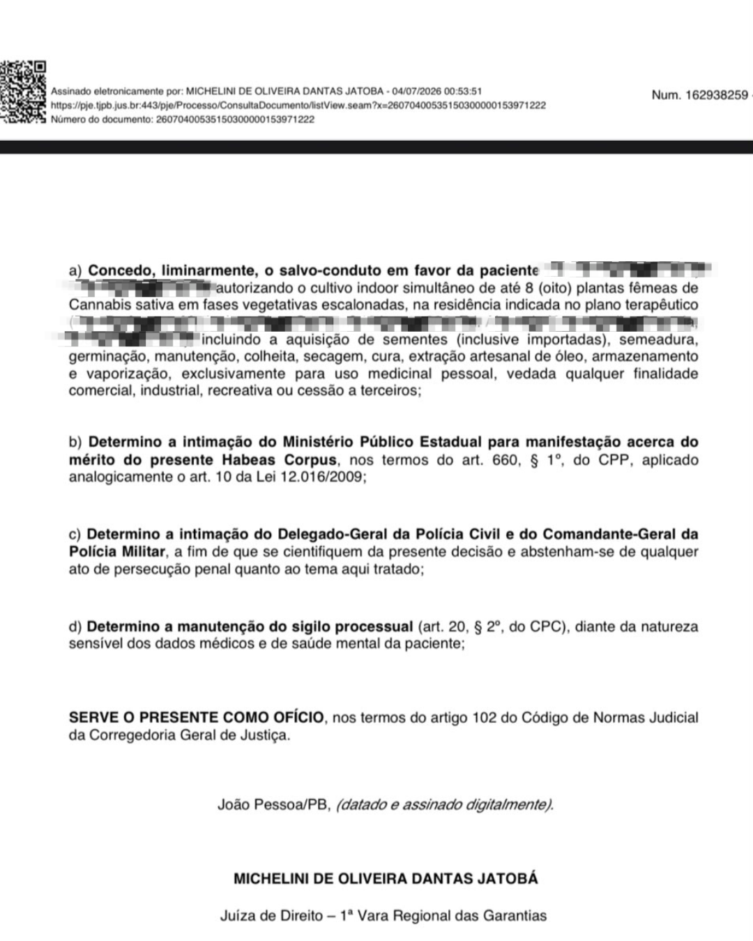 Autuação de Habeas Corpus Criminal no Tribunal de Justiça da Paraíba